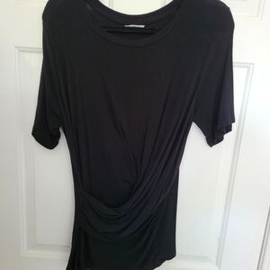 Tresics Black Short-Sleeve Draped Front Top